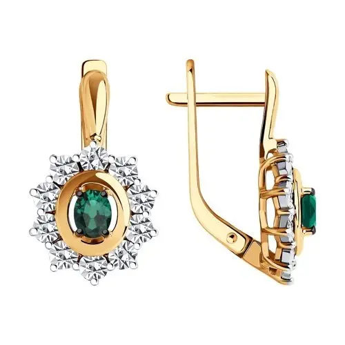 Серьги с английским замком из комбинированного золота