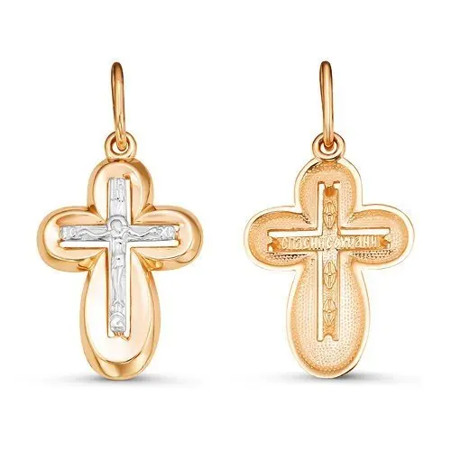 Подвеска крест из комбинированного золота