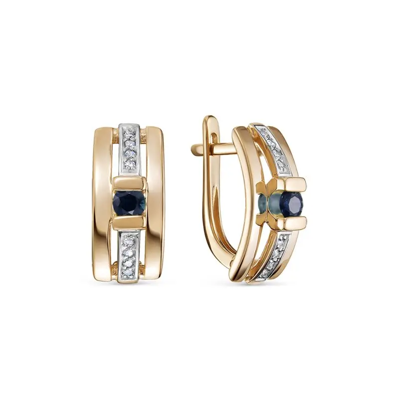 Серьги с английским замком из комбинированного золота