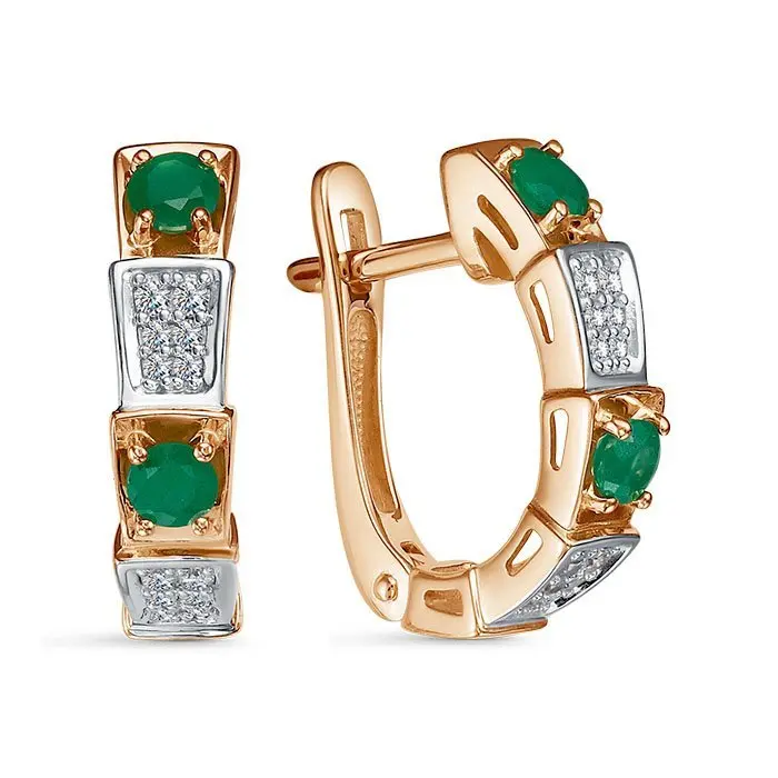 Серьги с английским замком из комбинированного золота