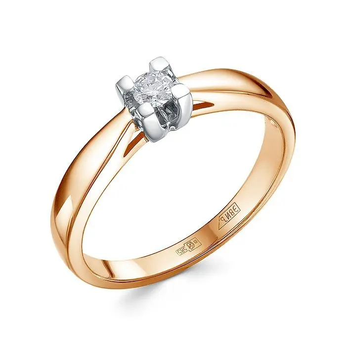 Кольцо помолвочное из комбинированного золота