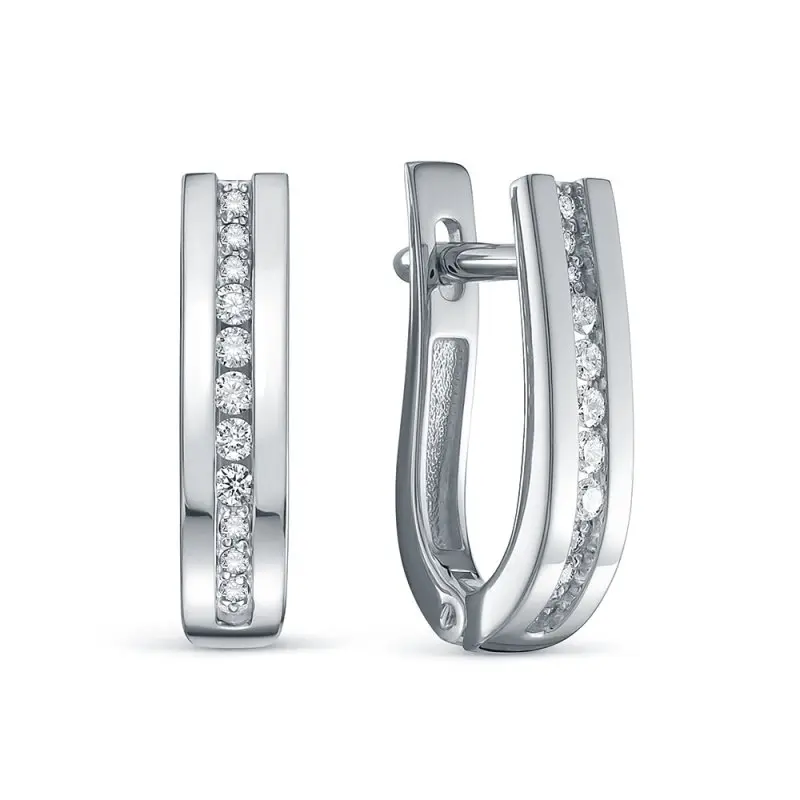 Серьги с английским замком из белого золота