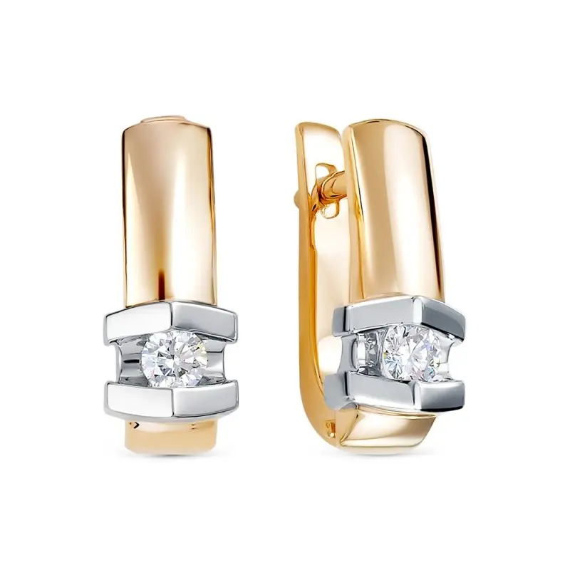 Серьги с английским замком из комбинированного золота