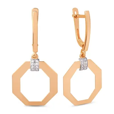 Серьги подвесные из красного золота