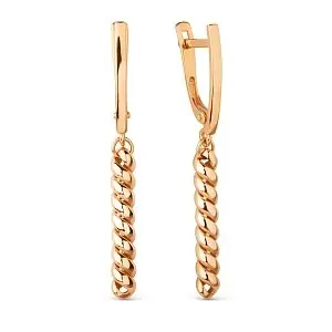 Серьги подвесные из красного золота