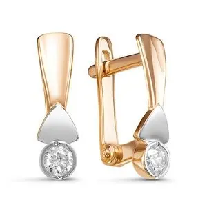 Серьги с английским замком из комбинированного золота