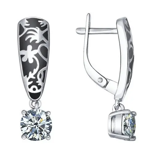 Серьги подвесные из серебра