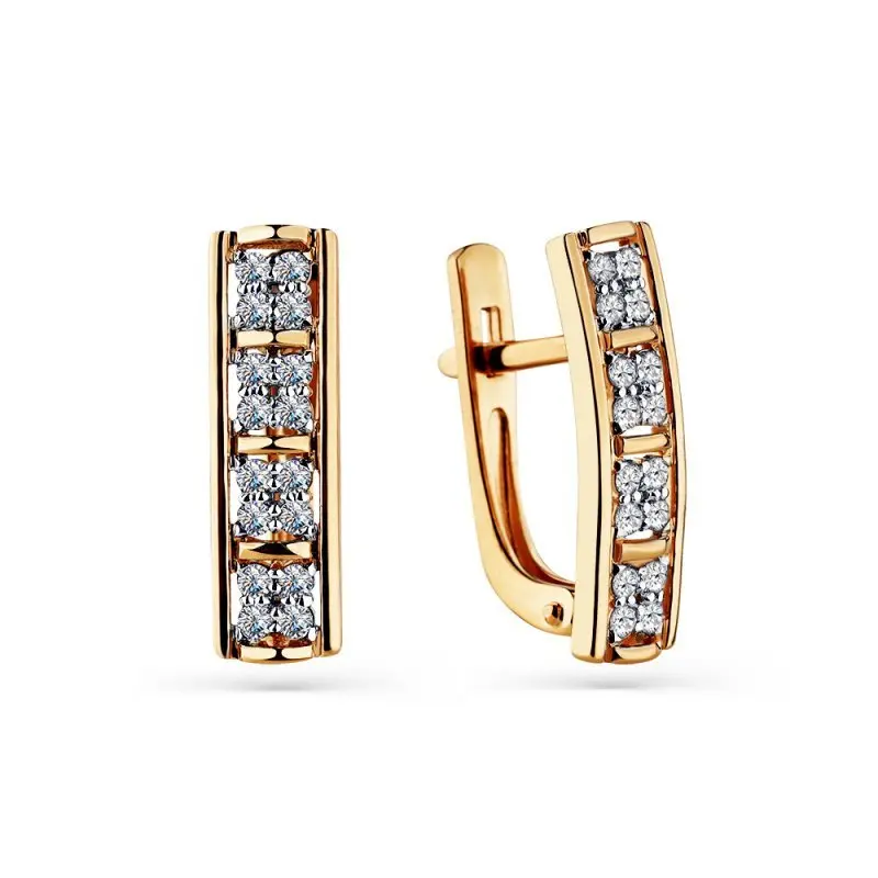 Серьги с английским замком из красного золота