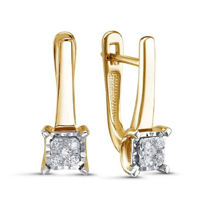Серьги с английским замком из желтого золота