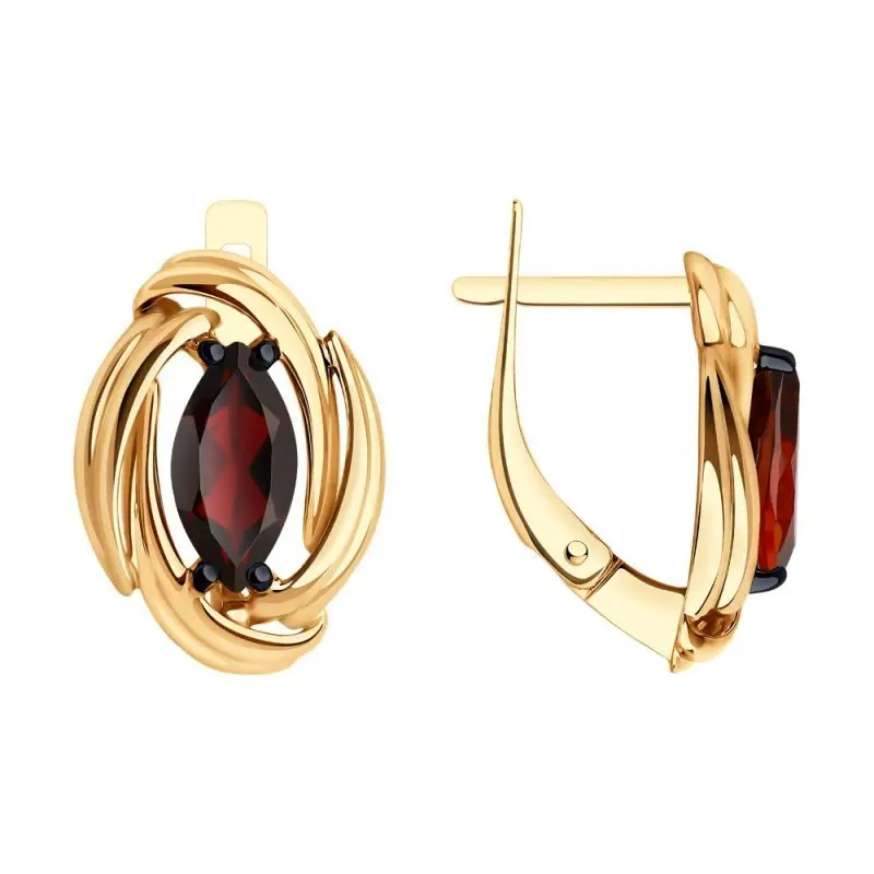 Серьги с английским замком из красного золота