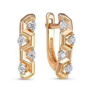 Серьги с английским замком из красного золота