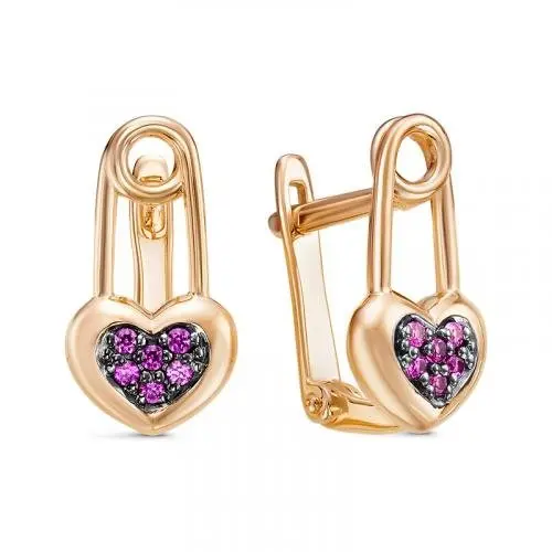 Серьги с английским замком из красного золота