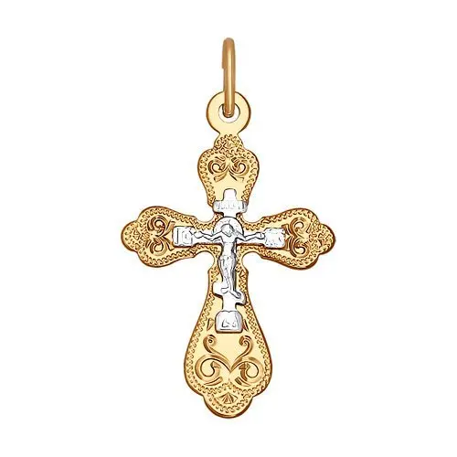 Подвеска крест из комбинированного золота