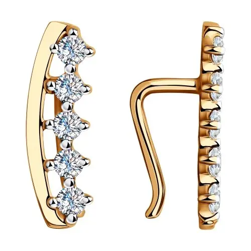 Серьги зажимы из красного золота