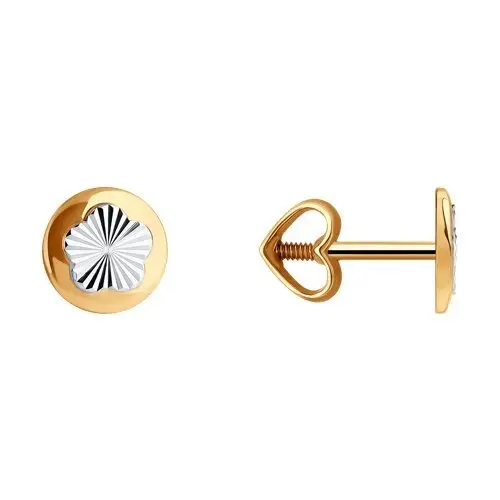 Серьги пуссеты из комбинированного золота