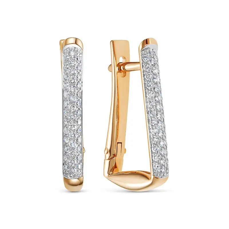 Серьги с английским замком из комбинированного золота