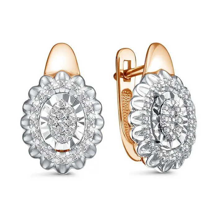 Серьги с английским замком из комбинированного золота