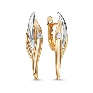 Серьги с английским замком из комбинированного золота