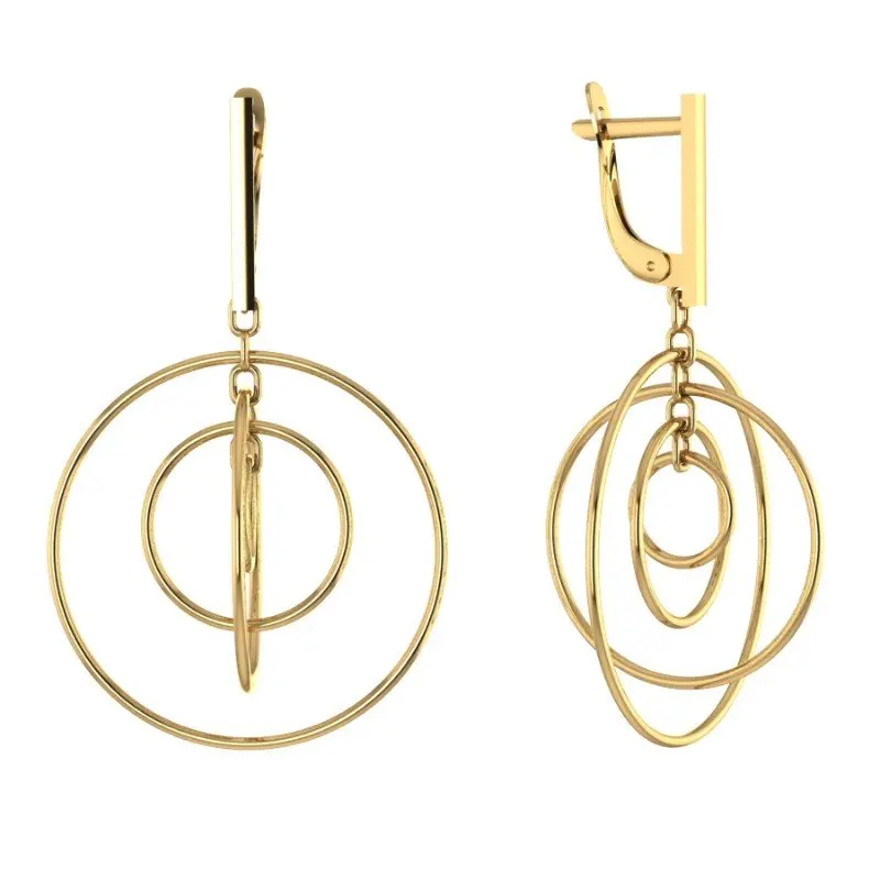 Серьги подвесные из красного золота