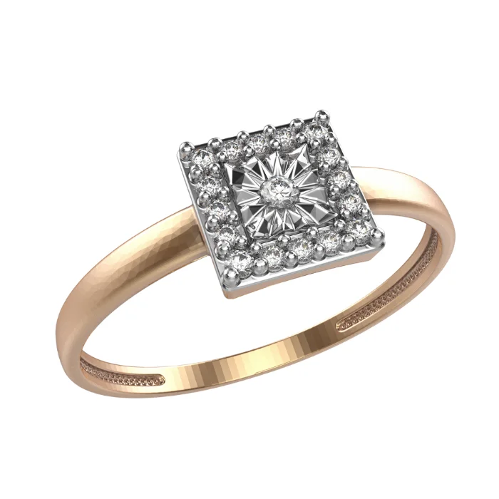 Кольцо декоративное из комбинированного золота