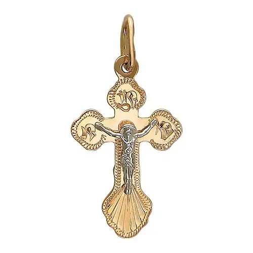 Подвеска крест из комбинированного золота