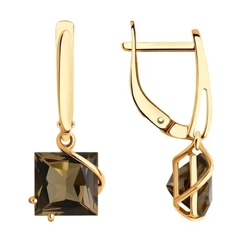 Серьги подвесные из красного золота