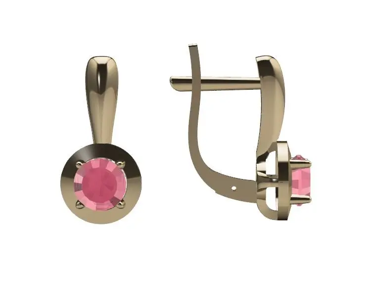 Серьги с английским замком из красного золота