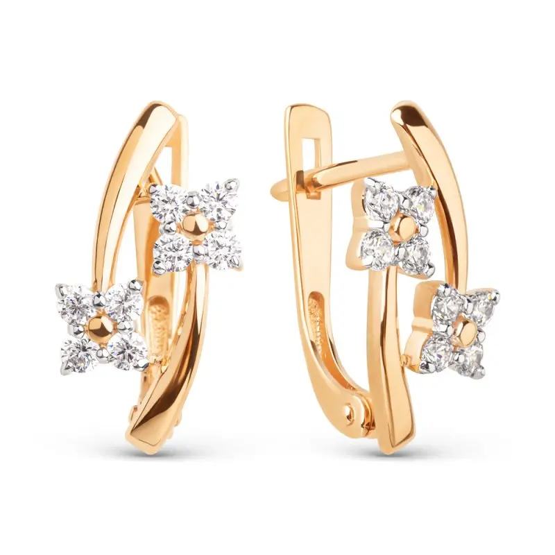 Серьги с английским замком из красного золота