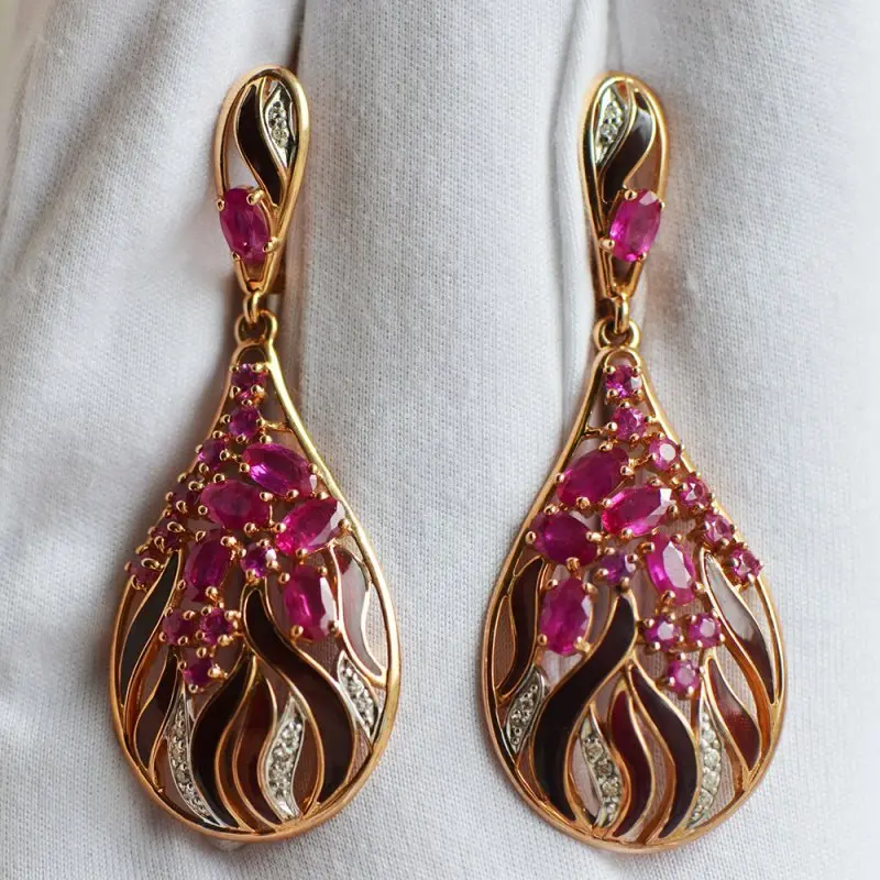 Серьги с английским замком из красного золота