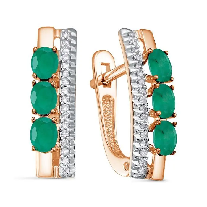 Серьги с английским замком из комбинированного золота