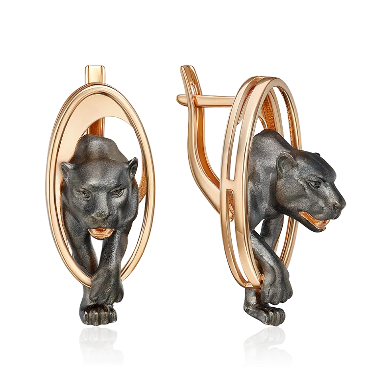 Серьги с английским замком из комбинированного золота