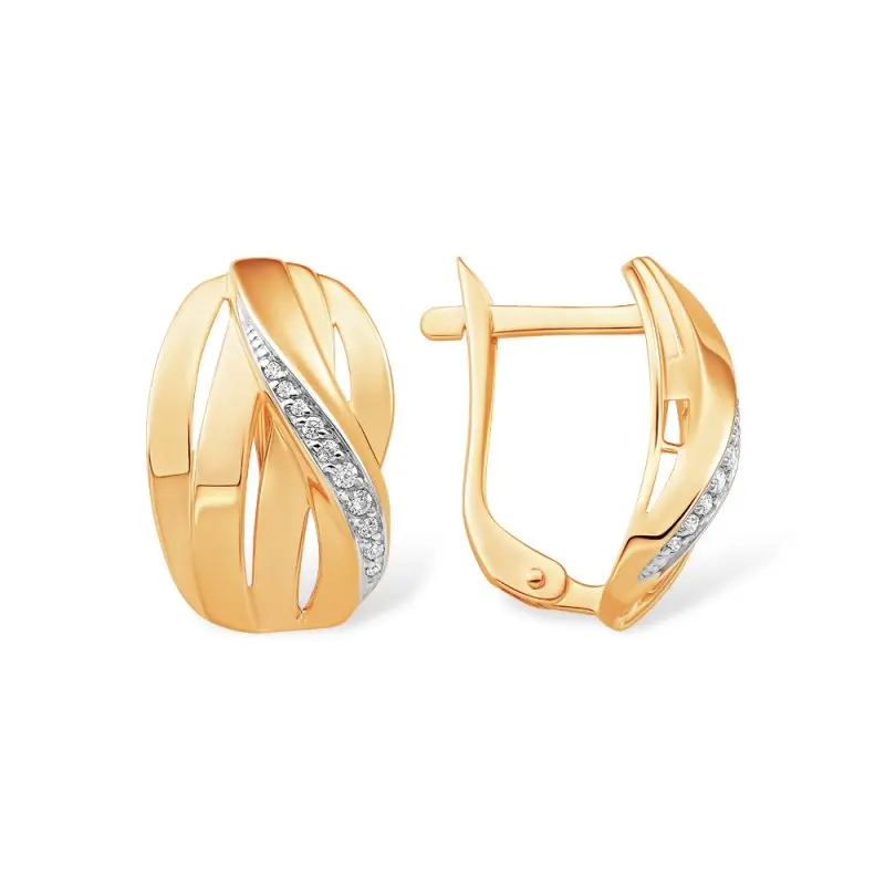 Серьги с английским замком из красного золота