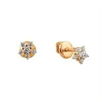 Серьги пуссеты из комбинированного золота