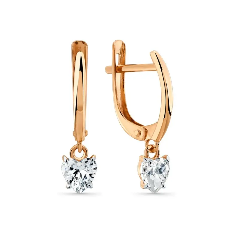 Серьги подвесные из красного золота