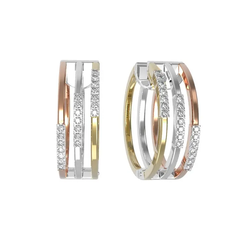 Серьги с английским замком из комбинированного золота