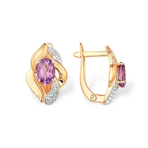 Серьги с английским замком из красного золота