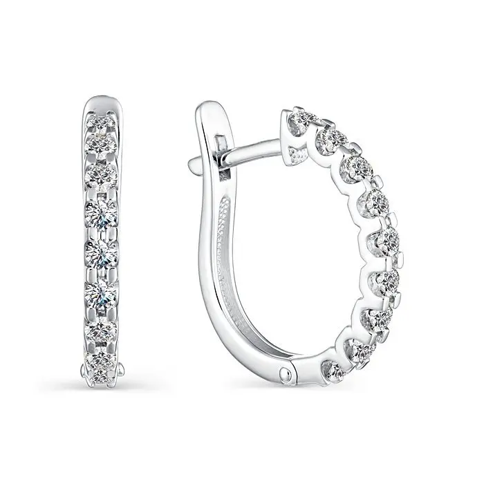 Серьги с английским замком из белого золота