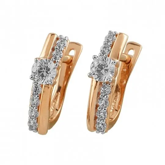 Серьги с английским замком из красного золота