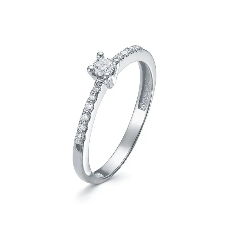 Кольцо помолвочное из белого золота