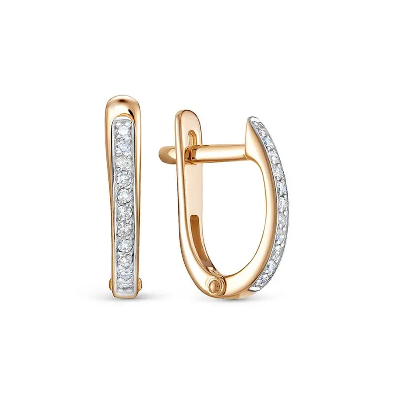 Серьги с английским замком из комбинированного золота