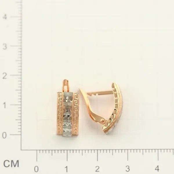 Серьги с английским замком из комбинированного золота