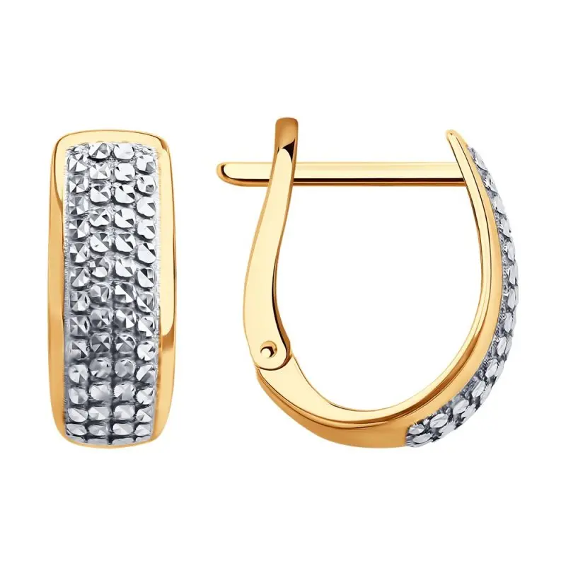 Серьги с английским замком из комбинированного золота