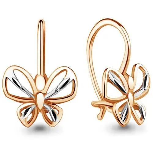 Серьги детские из комбинированного золота