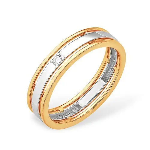 Кольцо обручальное из комбинированного золота