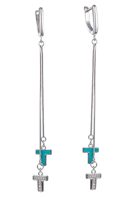 Серьги подвесные из серебра