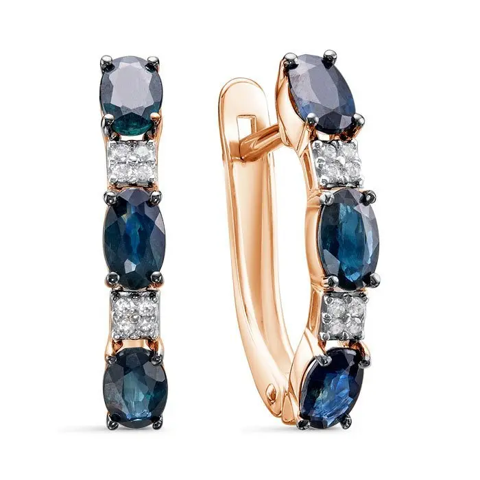 Серьги с английским замком из комбинированного золота