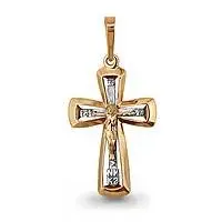 Подвеска крест из комбинированного золота