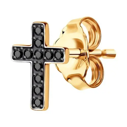 Серьги одиночные из красного золота