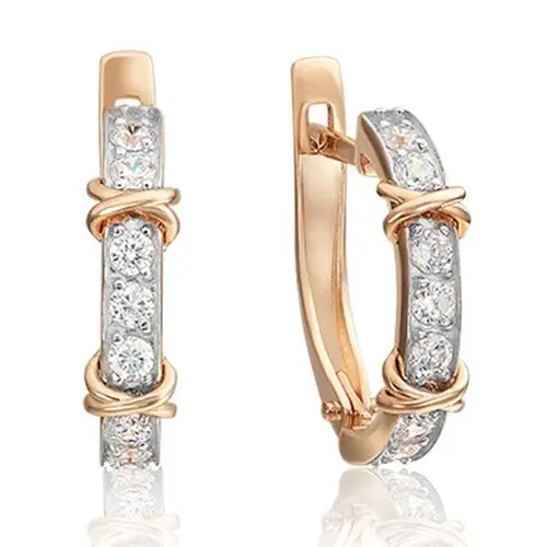 Серьги с английским замком из комбинированного золота