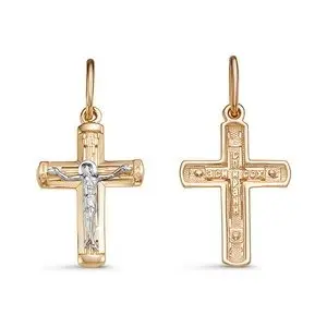 Подвеска крест из комбинированного золота